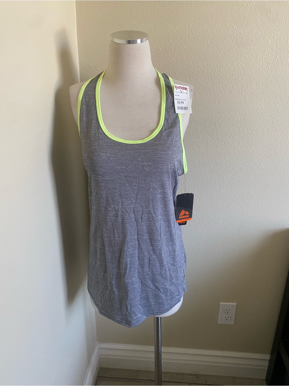 RBX Gray Tank Top with Neon Yellow Trim
